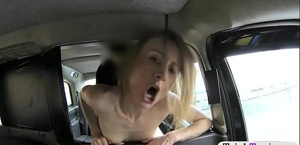 Slim blonde takes drivers cock in her pussy in the cab